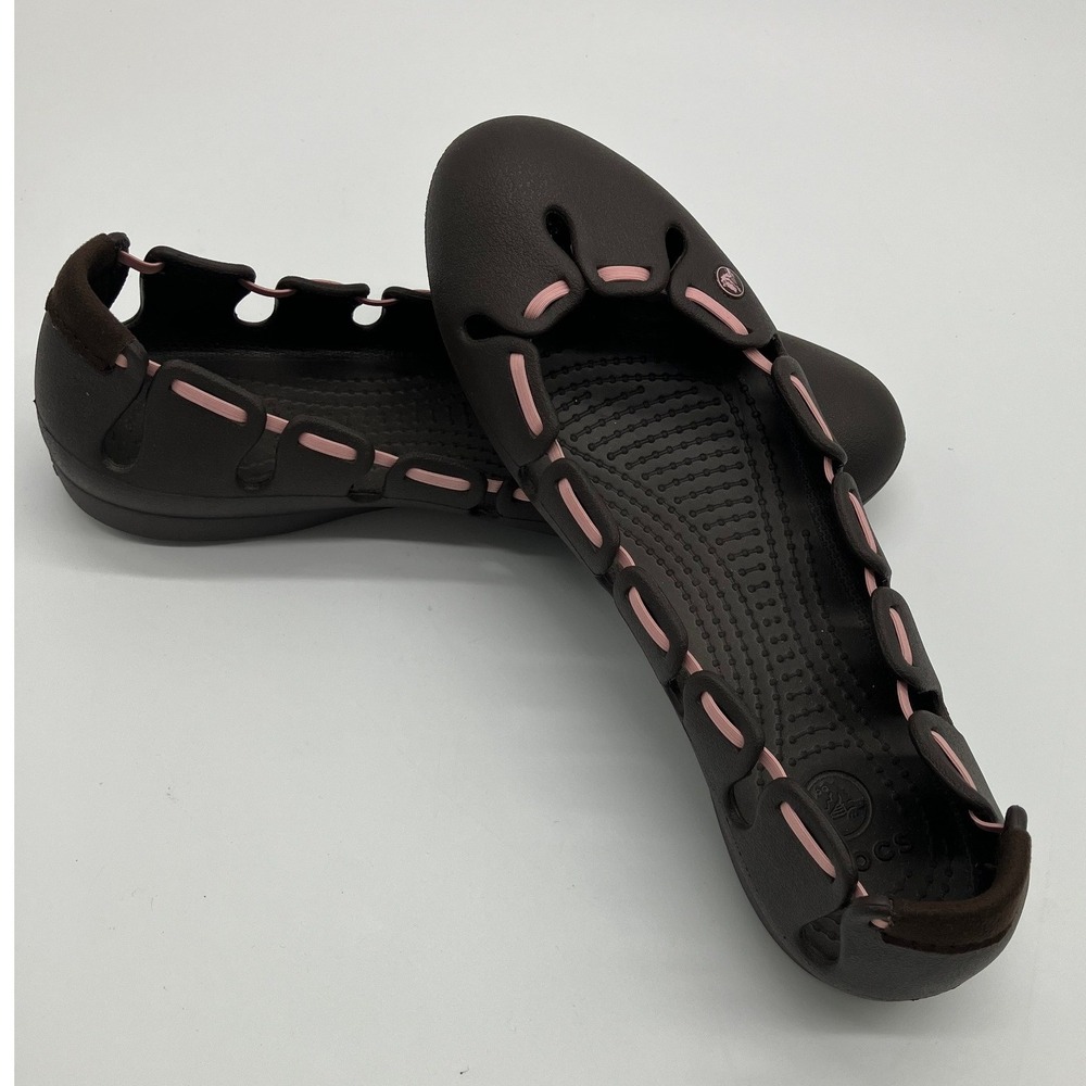 Crocs Adrina Flat II Espresso Candy Pink Ballet Flats Women 10 14532-24Q